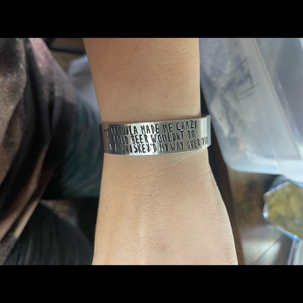 Tequila made me crazy stamped bracelet